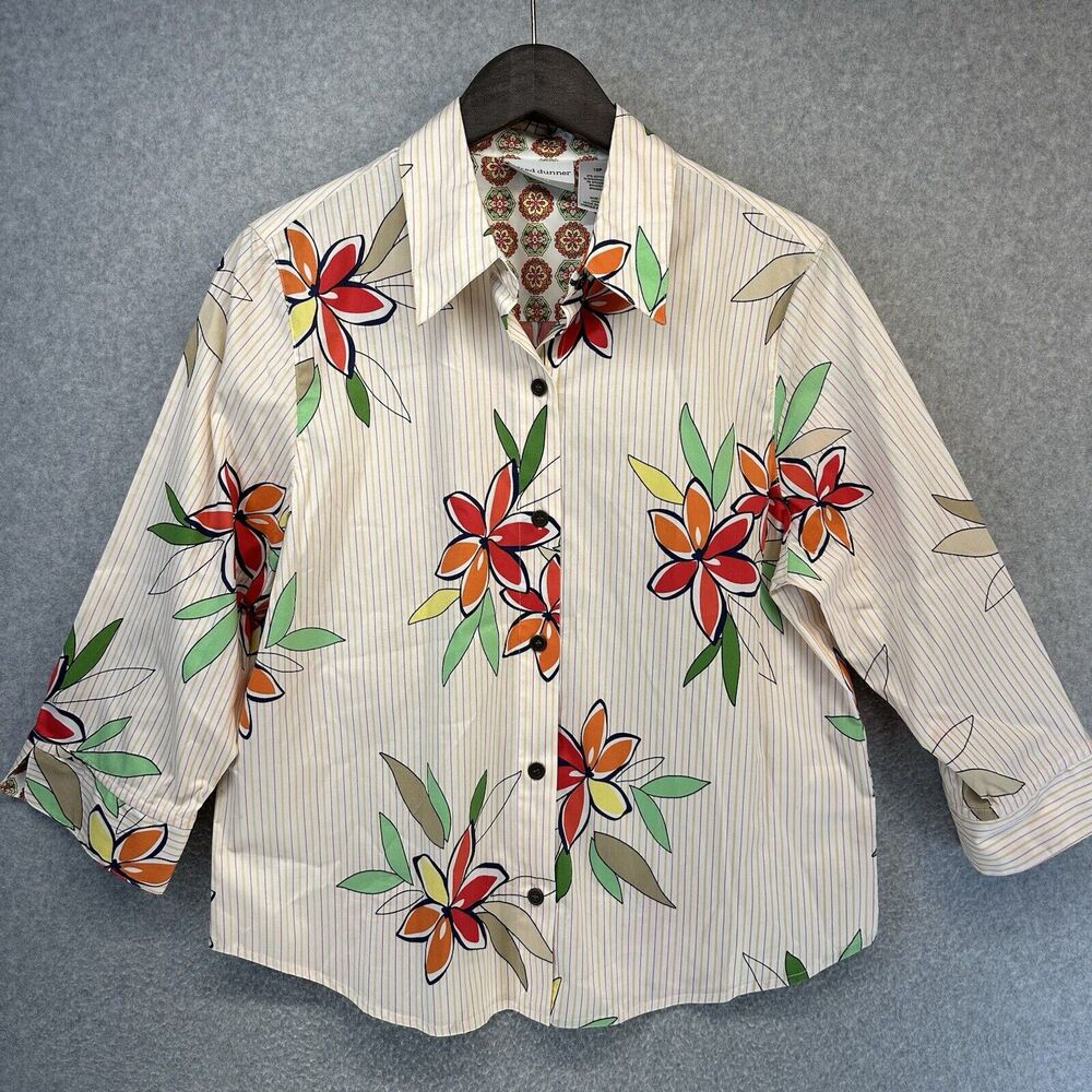 Alfred Dunner Petite Womens Blouse Size 12P Cream Multicolor Floral